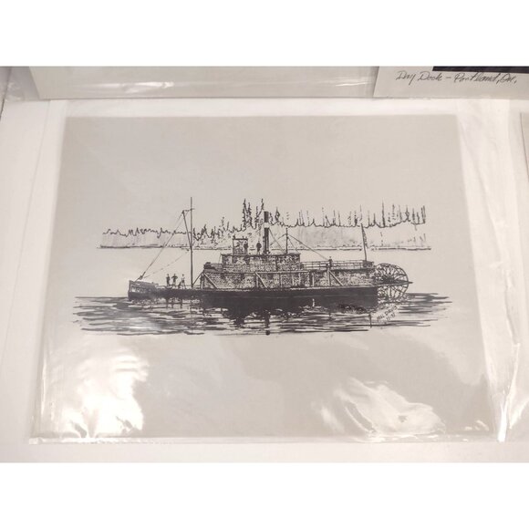 Set Of 5 Vintage Nautical Prints By Mal Davis Featuring Historic Ships & Boats - Picture 6 of 14